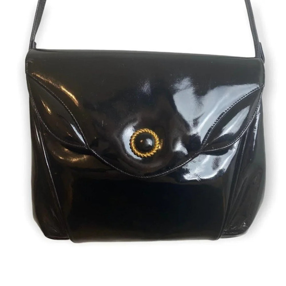 Vintage  RO-EL Montreal Black Vinyl Crossbody Bag - Picture 1 of 12